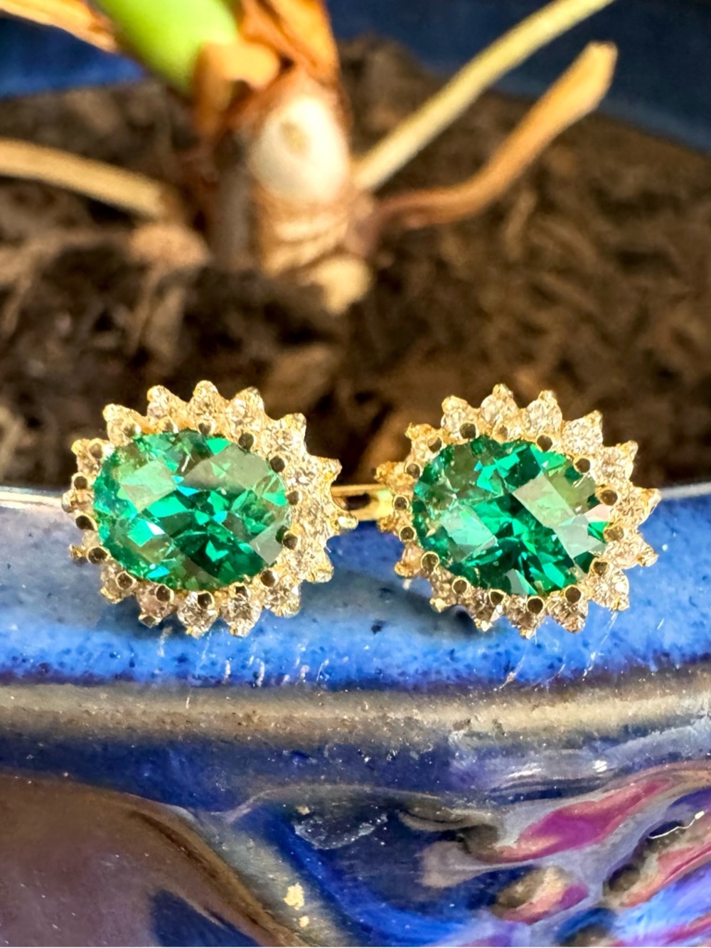 18k Green Spinel drop Earrings